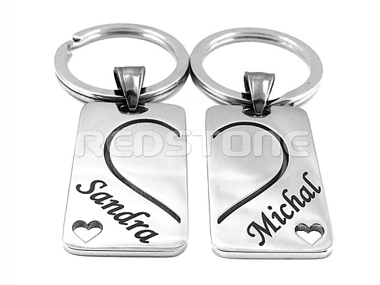 Sada kľúčeniek z chirurgickej ocele pre páry